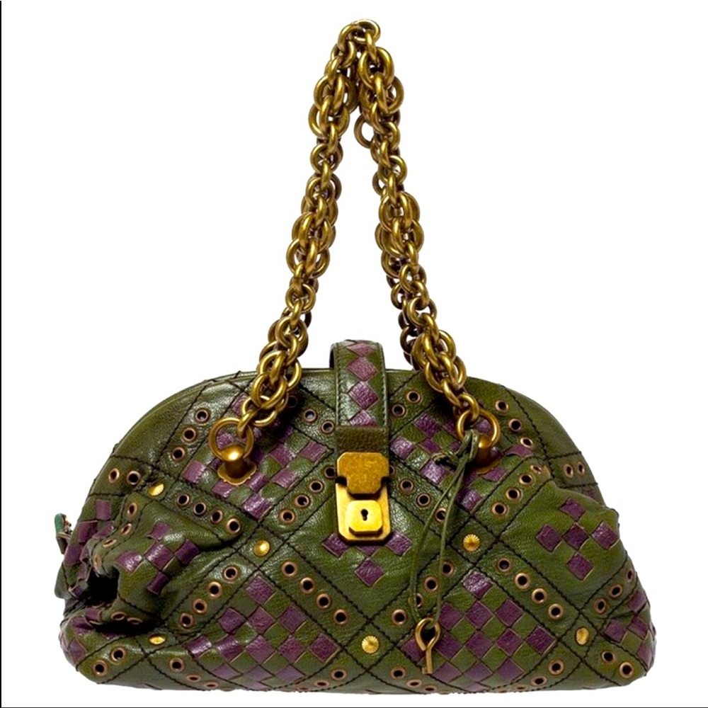 Beautiful Bottega Veneta Grommet bowler green bag… pristine condition 🤩